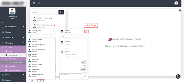 Admin Manual - Internal Chat via floating windows