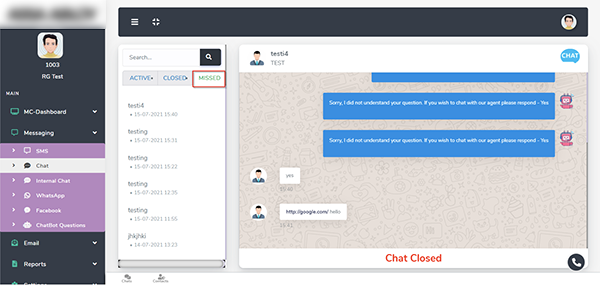 User Manual - Chat Filter – Missed Chat
