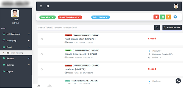 User Manual - Email Ticketing – Change card View