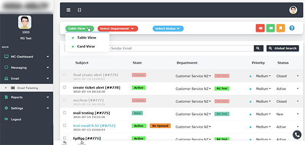 User Manual - Email Ticketing – Change table View